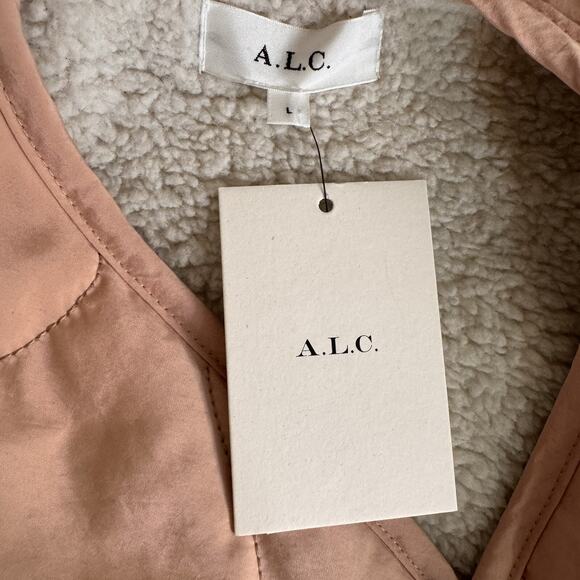 ALC Reversible Quilted Sherpa Jacket Size L Cozy Oversized Minimalist Pink NWT - Picture 11 of 13